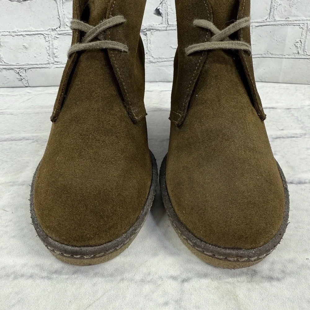 J.Crew‎ Boots Women's 11 MacAlister Suede Wedge Olive Casual Lace Up 28671